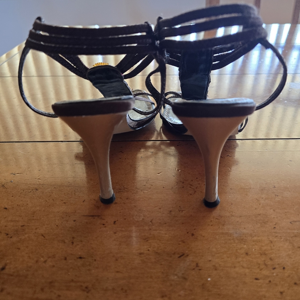 Vintage Brown Strappy High-heeled Bohemian Sandles By Rebels - Picture 7 of 11